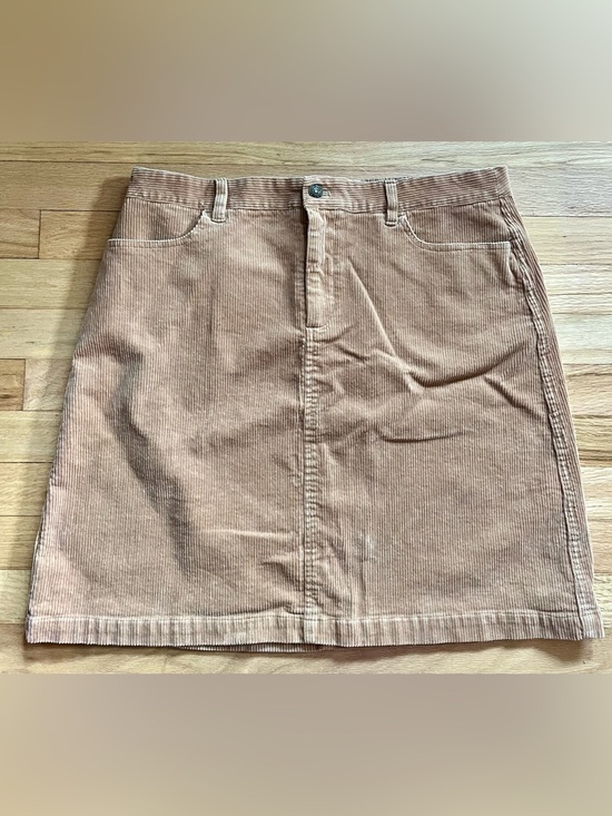 Brooks Brothers Dresses & Skirts - Brooks Brothers Tan Corduroy Mini Skirt Size 14 Red Fleece Button